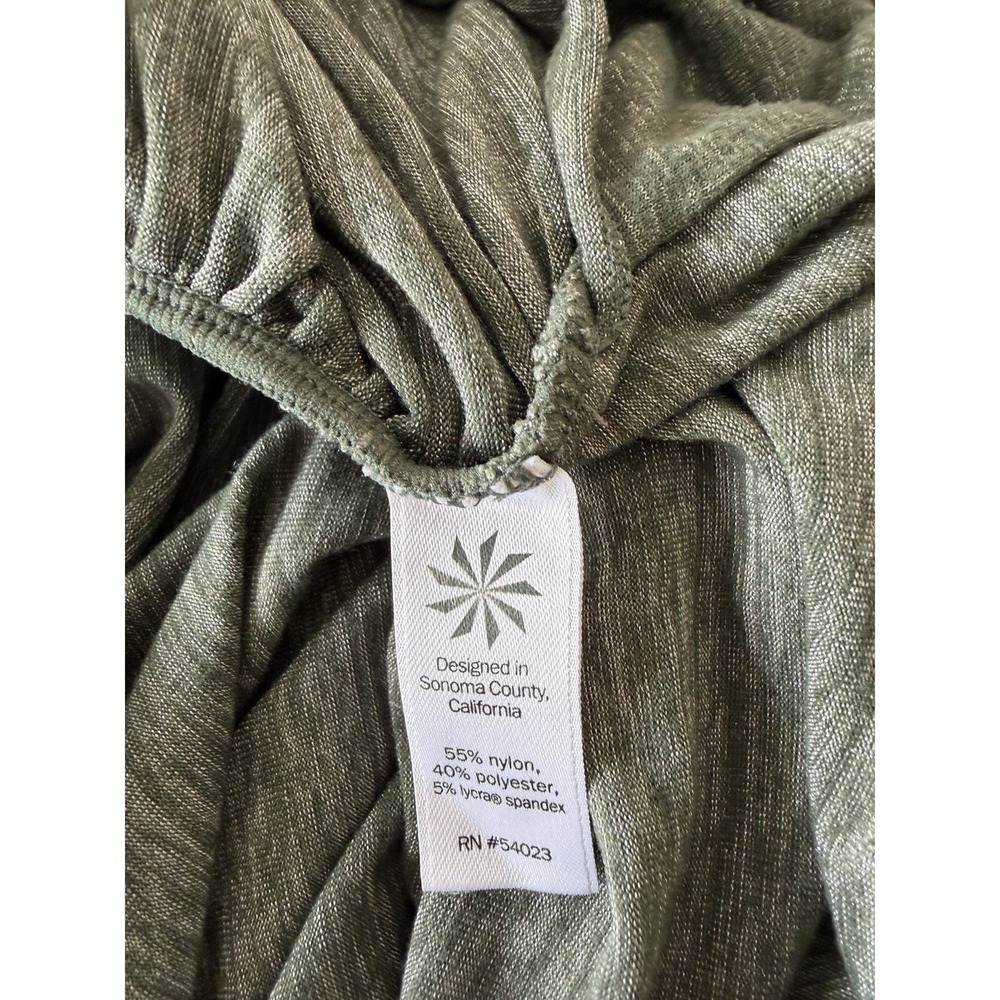 Athleta Odyssey V-neck Wrap Top Size L Long Sleeve Stretch Knit Yoga Green - Picture 6 of 7